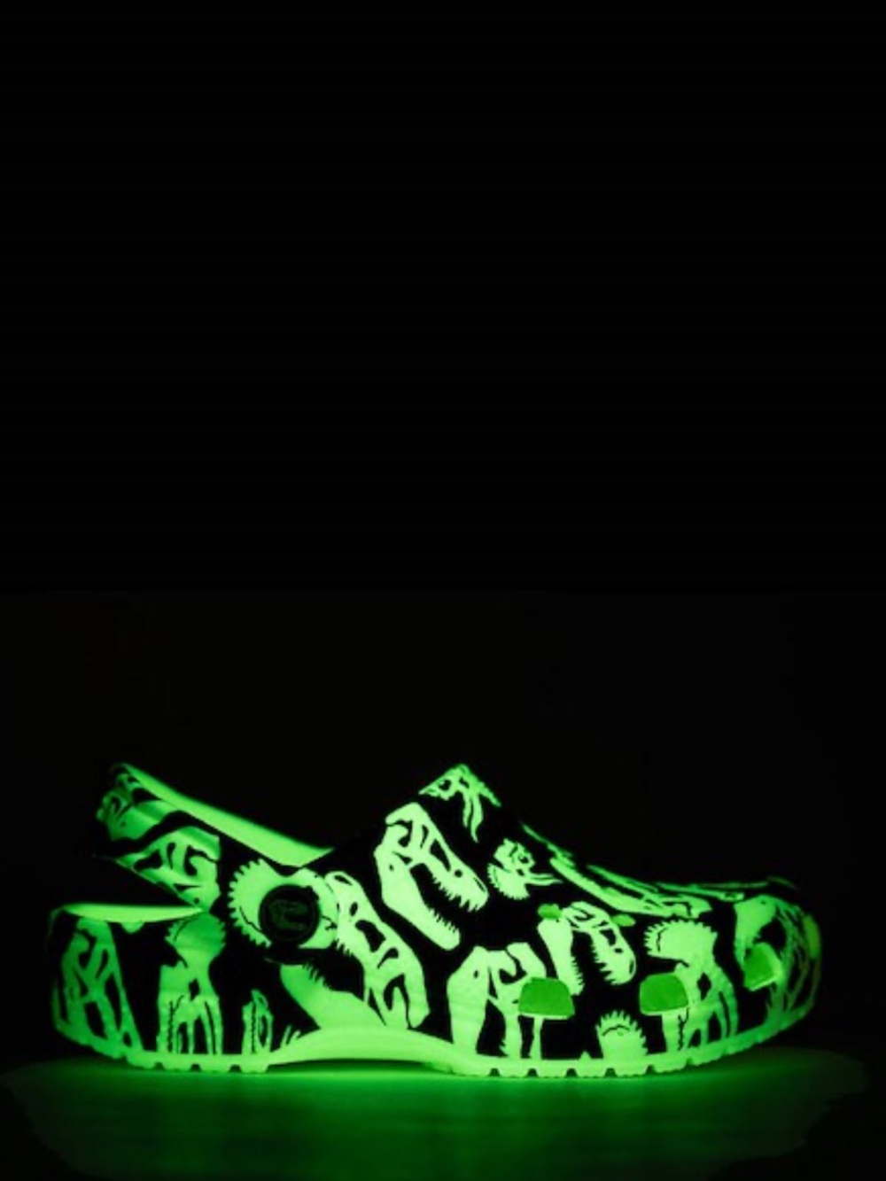 CROCS Glow-In-The-Dark Dino Clog - Toddler Black / Glow Green